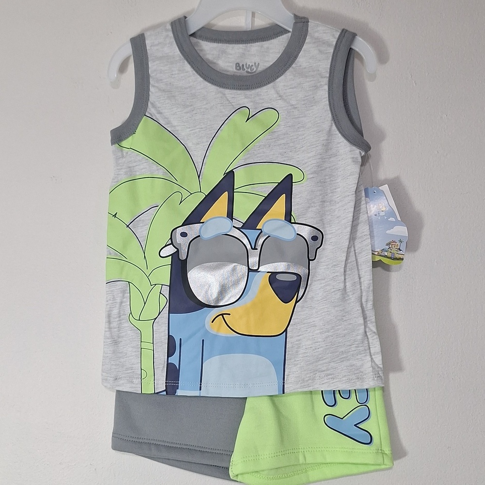 Kids Bluey Cartoon Tank Top and Shorts Summer Set Size 4T